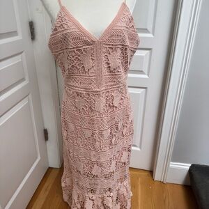 Pink Lace Midi Dress